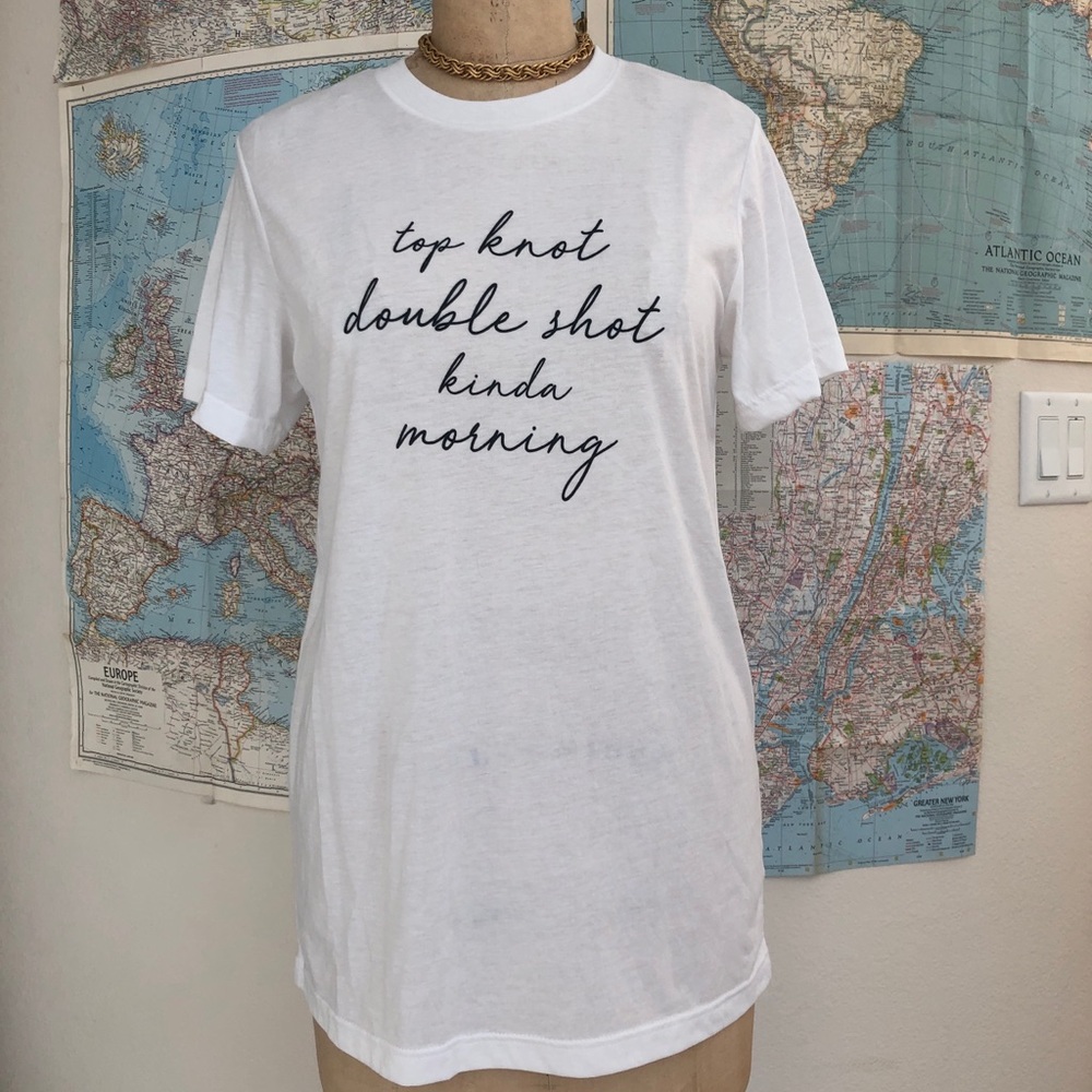 Top knot double shot kinda morning graphic T-shirt - Picture 2 of 3